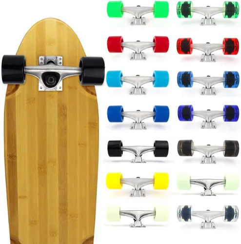 Miniatura 6 de VJ Monopatín camión y rueda, 5.0 monopatín camiones 5.000 in camiones w/Skateboard Cruiser rueda 2.362 in, rodamientos de monopatín, tornillos