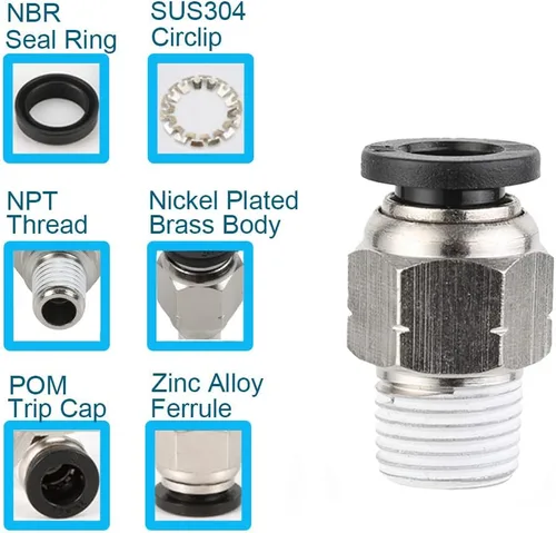 Miniatura 2 de 20 accesorios de aire macho neumático recto para conectar, conector rápido para válvulas solenoides, regulador de aire de cilindro hidráulico
