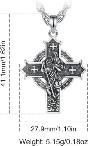 Miniatura 93 de Vito Collar de plata de ley 925 para mujeres y hombres, San Benito, crucifijo, Caravaca, San Cristóbal, San Judas, medalla patronal, amuleto