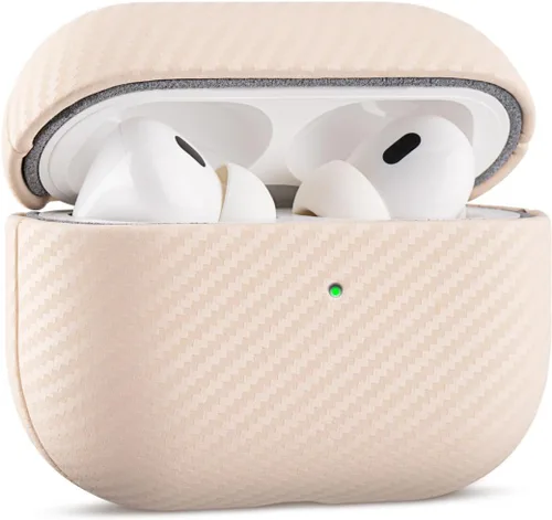 Miniatura 16 de Haobobro Funda de piel para AirPods Pro 2, piel seleccionada respetuosa con la piel, textura de fibra de carbono, hecha a mano, funda rígida Azul