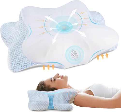 Miniatura 14 de Almohada Cervical para Alivio del Dolor de Cuello - Almohada Ortopédica Ergonómica Refrescante de Doble Cara con Funda de Almohada de Seda de Hielo