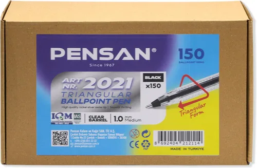 Miniatura 10 de PENSAN - Paquete de 250 bolígrafos de bola, (125 negros y 125 azules) - Bolígrafos de 1.0 mm de punta media, agarre ergonómico triangular, escritura