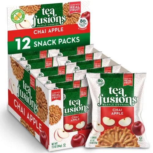 Miniatura 7 de Reko Tea Fusions - Galletas de gofre, té negro y grosella, paquetes de aperitivos envueltos individualmente, pizzelas italianas finas sin sabores ni