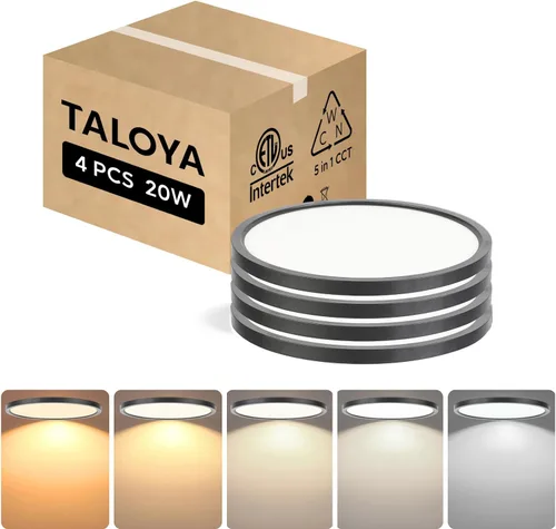 Miniatura 15 de TALOYA Lámpara de techo regulable de montaje empotrado, 10 pulgadas, 20 W, 5 CCT, lámpara de techo LED para dormitorio, cocina, sala de estar
