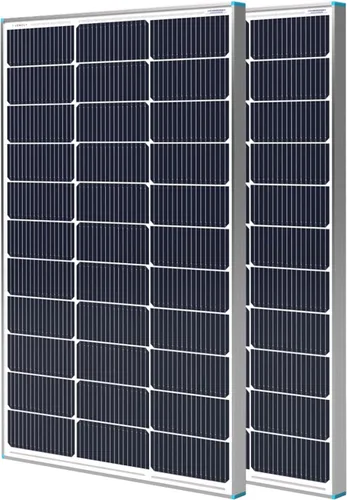 Renogy 2 paneles solares de 100 vatios y 12 voltios, módulo fotovoltaico monocristalino de alta eficiencia, cargador de energía para RV, marina,
