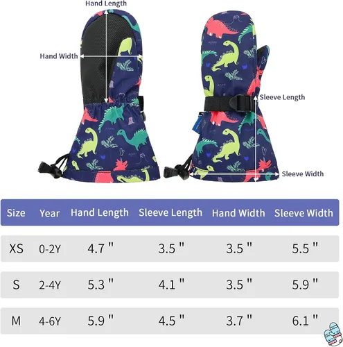 Miniatura 5 de Guantes de nieve para niños impermeables guantes de esquí de invierno para niños pequeños guantes largos a prueba de viento