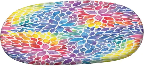 Miniatura 3 de XISUNYA Mantel ajustable ovalado de poliéster elástico colorido, mantel ajustable con estampado de acuarela de follaje floreciente