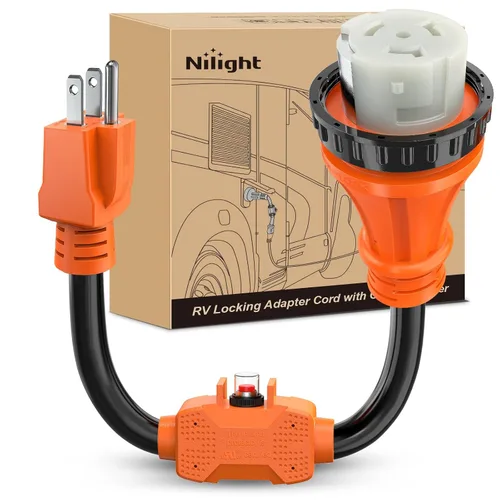 Miniatura 30 de Nilight - 50033R Adaptador de enchufe RV de 18 pulgadas, 50 amperios a 30 amperios, adaptador eléctrico de Dogbone de alta resistencia con mango 115G