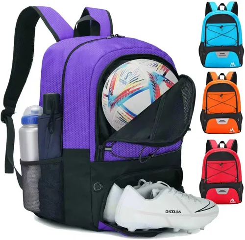 Miniatura 10 de Hsmihair - Bolsa de fútbol - Mochila de fútbol y mochila para fútbol, voleibol y baloncesto, con compartimento para pelota y tacos separados Azul