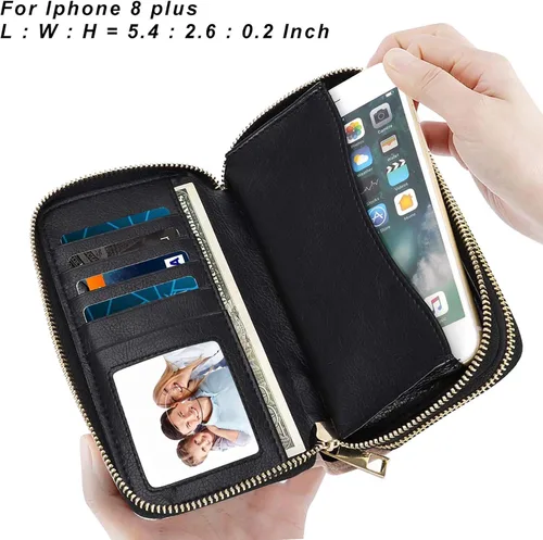 Miniatura 2 de HAWEE - Cartera para teléfono celular, con dos cierres y correa larga extraíble para la muñeca, para mujer