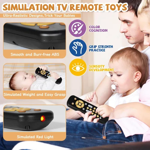 Miniatura 4 de Orzbow Juguete de control remoto para bebés de más de 6 meses con música, juguete remoto de TV con luz y sonido realistas, inglés, francés y español