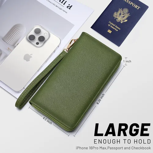 Miniatura 10 de Chelmon - Monedero para mujer de cuero genuino con bloqueo de señal RFID, para tarjetas de crédito