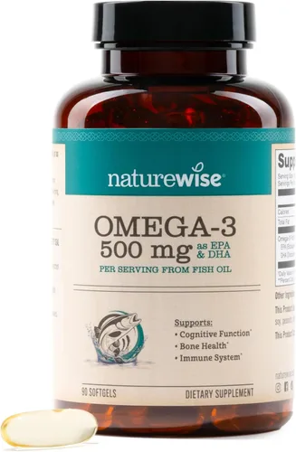 Miniatura 12 de NatureWise Aceite de pescado Omega 3, 500 mg de Omega 3 por porción, 300 mg de EPA y 200 mg de DHA, de origen sostenible para pureza, sabor a limón