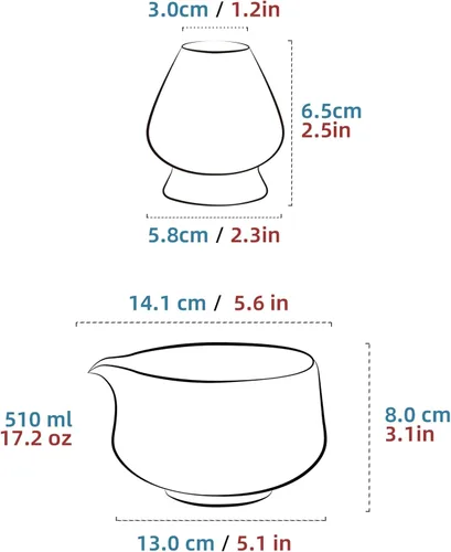 Miniatura 2 de TEANAGOO - Juego de tazón de té Matcha con asa, juego de tazón de cerámica Matcha y soporte para batidor, tazón de té verde, 2 piezas Macha Chawan