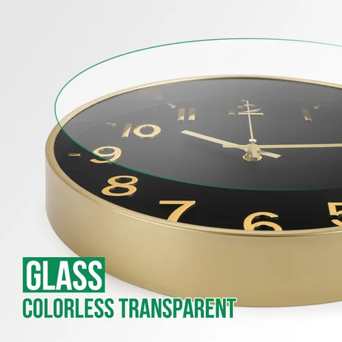 Miniatura 5 de Reloj de pared bakbrand de 12 pulgadas, negro, moderno, simple, de cuarzo, decorativo, silencioso, sin tictac, funciona con pilas, reloj redondo