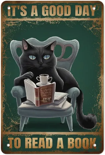 Miniatura 16 de AMOGHASIDDHI Cartel de metal con diseño de gato negro con consejos divertidos de animales, póster de metal vintage de aluminio de 8 x 12 pulgadas