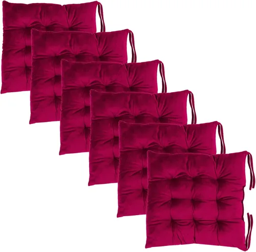 Miniatura 42 de Juego de 2 cojines para sillas de comedor con lazos, almohadilla antideslizante para silla de cocina para interior y tapete de asiento de comedor
