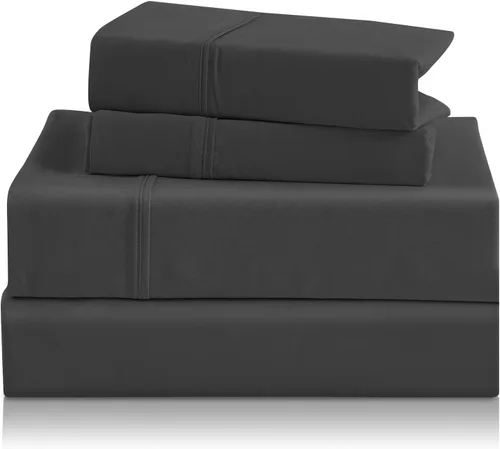 Miniatura 60 de CozySmile Juego de sábanas transpirables y refrescantes, sábanas de lujo de 4 piezas con bolsillo profundo para cama de tamaño matrimonial, se Beige