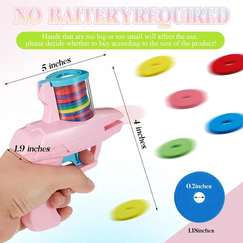 Miniatura 2 de Sumind 2 piezas, lanzador de discos de espuma con disparo de ráfaga (verde, rosa)