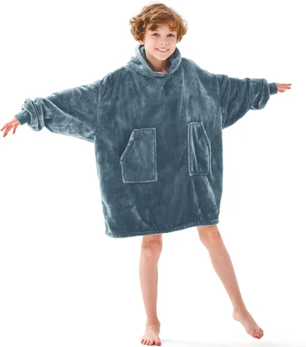 Miniatura 35 de Aemicion - Manta con capucha tipo sudadera tamaño grande, vellón Sherpa con mangas y bolsillo, unisex para adultos, ideal para hogar, oficina