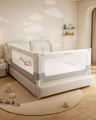 Miniatura 10 de Barandilla protectora para cama de bebé para niños pequeños, rieles reforzados de 39 pulgadas para cama individual con altura ajustable, barandilla
