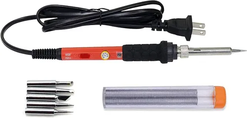 Miniatura 7 de Juego de soldadura eléctrica de 60 W con temperatura ajustable, soldador con 5 puntas diferentes, 1 cable de soldadura de 3/64 pulgadas de diámetro.