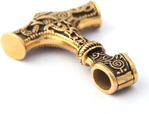 Miniatura 2 de Gungneer Thor Hammer Pendant Mjolnir Necklace 18K Gold Plated Stainless Steel Norse Viking Jewelry for Men Women