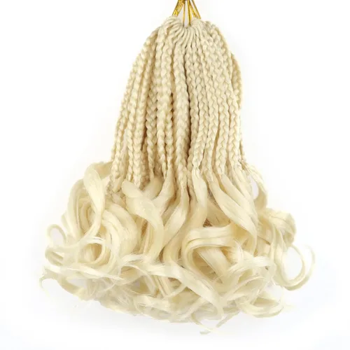 Miniatura 19 de Trenzas de ganchillo rizado francés T33, cabello pre-anillado 10 pulgadas, trenzas cortas rizadas francesas con extremos rizados, trenzas box