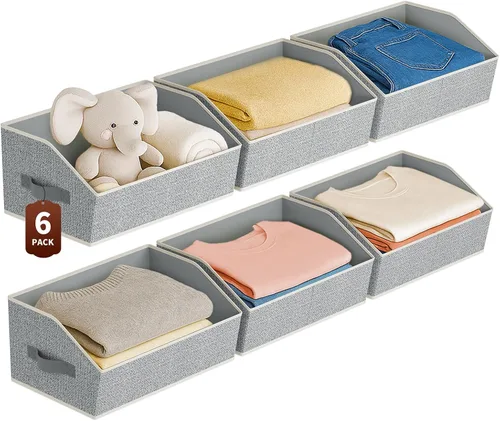 Miniatura 19 de Homsorout Organizadores Grandes de Armario y Contenedores de Almacenamiento - Paquete de 6 Cestas de Almacenamiento Trapecio para Estantes, Cestas