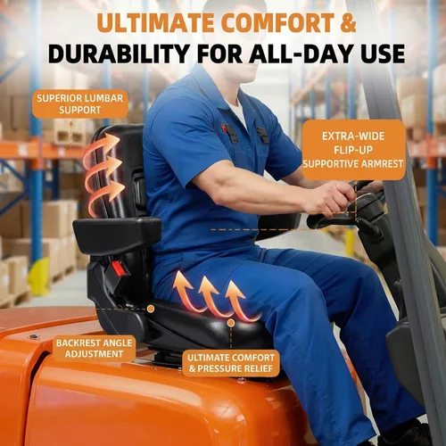 Miniatura 2 de SEATIN Asiento Universal para Montacargas, Asiento de Tractor, con Micro Interruptor, Reposabrazos y Cinturón de Seguridad, para Tractor, Cortadora