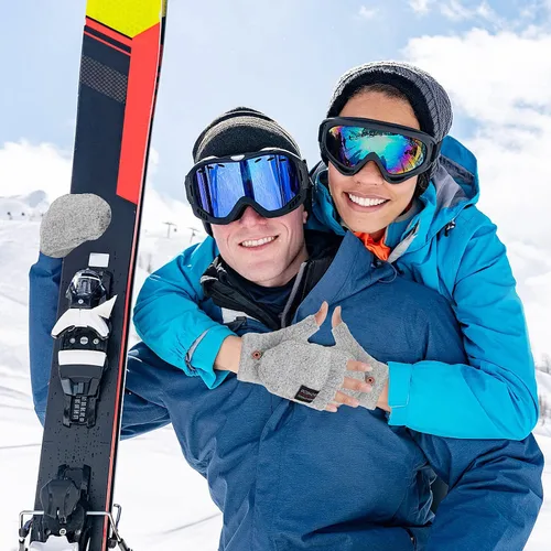 Miniatura 15 de THINP Guantes sin dedos para mujeres y hombres, guantes de invierno, guantes de lana cálida de punto sin dedos con tapa, guantes convertibles