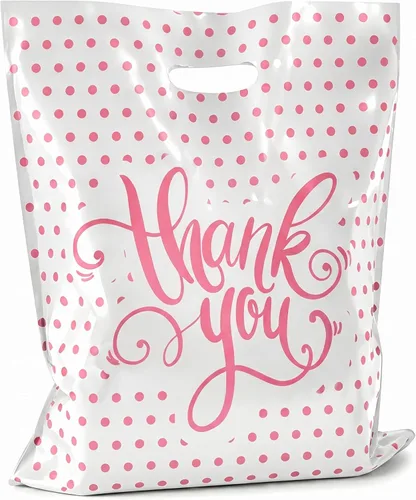 Miniatura 11 de Pequeñas bolsas de agradecimiento con asas (9 x 12) – Bolsas de plástico para compras, joyas, accesorios, recuerdos de fiesta, mercancía