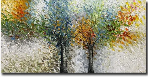 Miniatura 12 de V-inspire Arte, pintura al óleo moderna pintada a mano de 30 x 45 pulgadas, ramo completo de flores, lienzo acrílico abstracto, decoración de pared