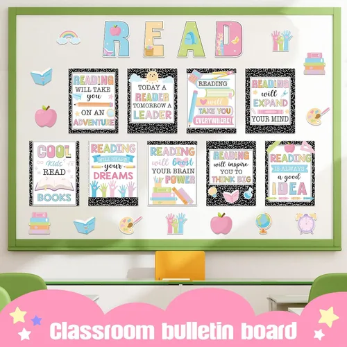 Miniatura 4 de Zonon 45 Piezas Composición Lectura Decoraciones de Aula Lectura Tablón de Anuncios Póster Banner Juego Primaria Impresiones Educativas Póster