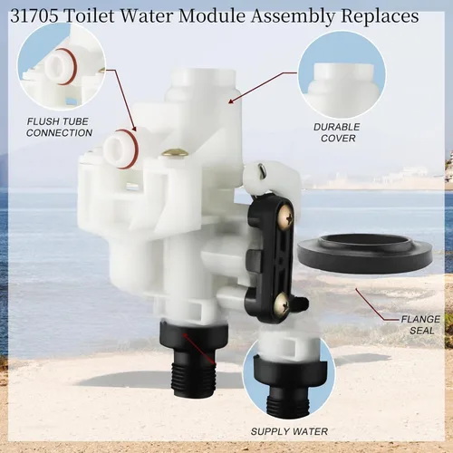 Miniatura 3 de 31705 Válvula de inodoro RV Kit de repuesto de válvula de agua para inodoro Thetford RV 31705, se adapta a todos los modelos Aqua Magic V alto/bajo