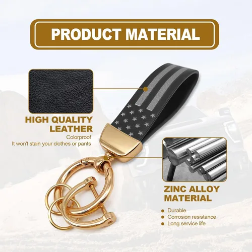 Miniatura 4 de KEVWR Llavero de coche con la bandera de Estados Unidos, llaveros circulares personalizados de aleación de zinc, compatible con camión, Chevrolet