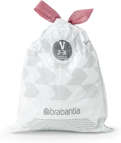 Miniatura 4 de Bolsas de basura Brabantia PerfectFit (Tamaño V/0.5-0.8 Gal) Bolsas de plástico gruesas para bote de basura con asas de cordón (40 Bolsas)