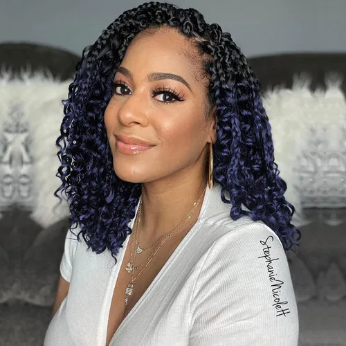 Miniatura 34 de Unionbeauty - 8 paquetes de trenzas bohemias de diosa en caja, de ganchillo de pelo para mujer negra, 8 pulgadas de trenzas de caja bob bohemias