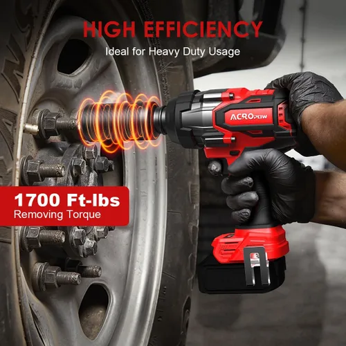 Miniatura 4 de ACROPOW Llave de impacto inalámbrica compatible con batería Milwaukee de 18 V, destornillador de impacto de alto par sin escobillas de 1/2 pulgada