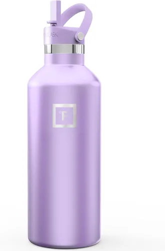 Miniatura 64 de IRON °FLASK Botellas de agua de campamento/senderismo, 3 tapas (estrecha con popote), sin fugas, aisladas al vacío, acero inoxidable de doble pared