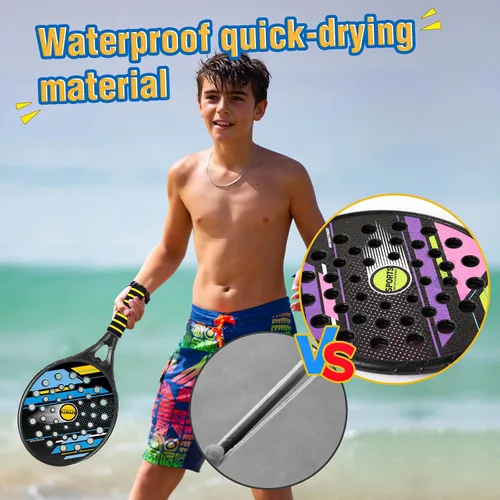 Miniatura 5 de Juego de pelota de pepinillo para niños, raqueta de tenis impermeable con orificio de aire, juguetes de playa para niños y adultos, familia, 2