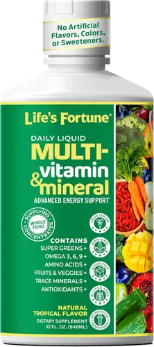 Life's Fortune Multivitamínico líquido para adultos, hombres y mujeres, adolescentes, vitaminas diarias de alta absorción, minerales traza,