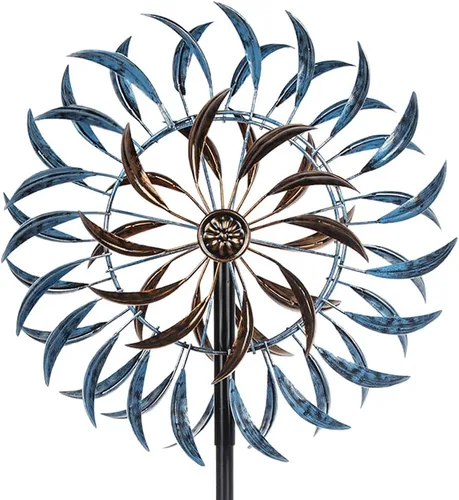 Miniatura 12 de VEWOGARDEN - Molinillo de viento grande de 20" de diámetro, escultura de viento giratoria de metal para exteriores - Arte de jardín, captadores