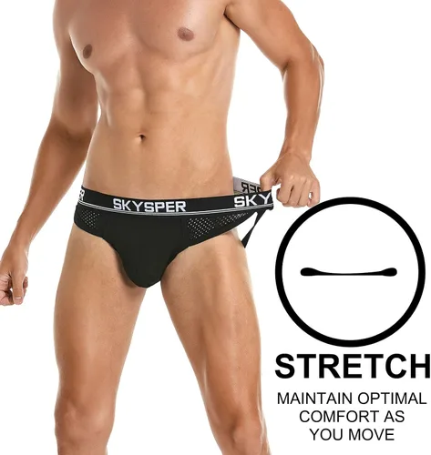 Miniatura 44 de SKYSPER Jock Strap Athletic Supporter para hombres Sexy Jockstrap Ropa interior masculina