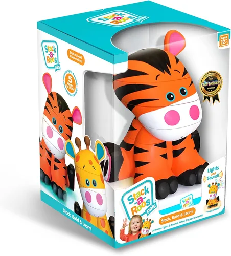 Miniatura 4 de Stack-a-Roos Baby Tiger por Salus Brands - Juguete apilable de animales, juguete educativo de aprendizaje temprano para bebés y niños pequeños, a
