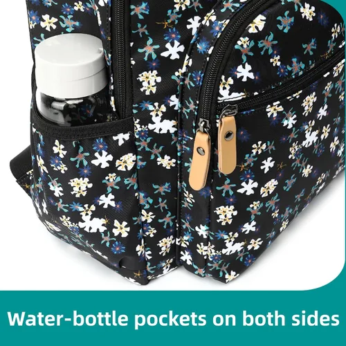 Miniatura 12 de Leaper Mochila para laptop para mujer: linda mochila floral para escuela, universidad, viajes, trabajo, mochila ligera para niños, Negro margarita