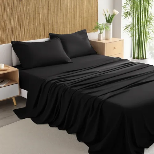 Juego de sábanas de 3 piezas, sábanas para cama de tamaño individual, rayón derivado del bambú, ropa de cama refrescante y transpirable para