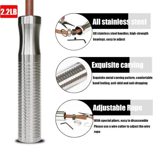 Miniatura 2 de Cuerda de saltar pesada, cuerda de salto pesada para mujeres, hombres, entrenamiento de fitness y resistencia, cuerda ajustable audaz, asas