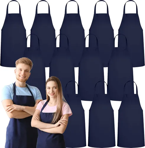GREEN LIFESTYLE Paquete de 12 delantales profesionales de chef – Delantales para asar para hombres, delantal de cocina impermeable para barbacoa,