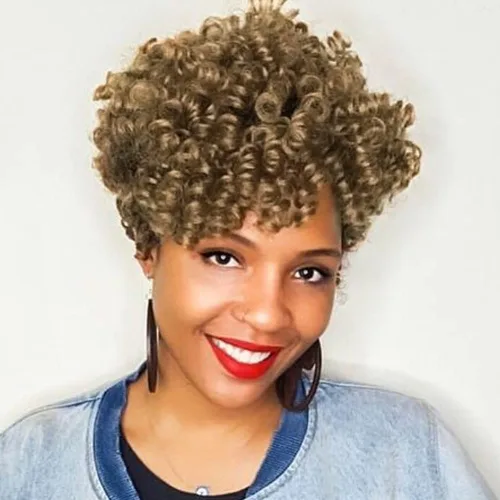 Miniatura 41 de MIMAN - 3 paquetes de trenzas de cabello rizado corto a crochet de 10 pulgadas, extensiones de trenzado sintético de 6 mm para peinado de mohawk
